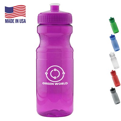 24 Oz. USA Made Colored Translucent Bike Bottle w/Push Spout