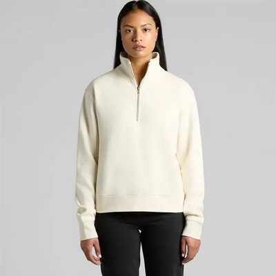 Adult Wo's Stencil Half Zip Crewneck Sweater