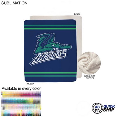 48 Hr Quick Ship - Sherpa Faux Wool Lined Micro Mink Throw, Sublimated Edge to Edge 1 Side (50"x60")