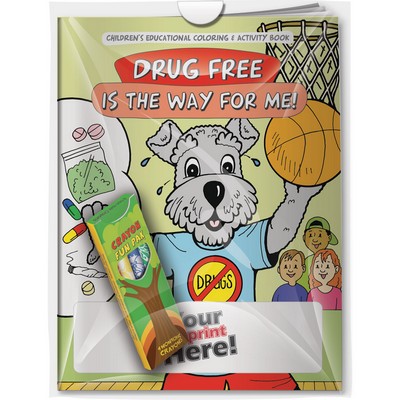 Combo Pack - "Drug Free is the Way for Me!" Coloring Book & 4-Pack of Crayon in a Poly Bag
