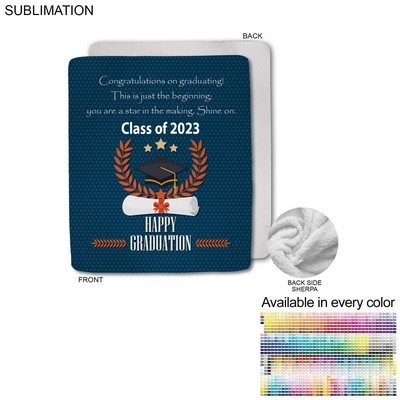 Graduation Blanket in Plush Sherpa Faux Wool Lined Micro Mink, Couch Size, Sublimated (50"x60")