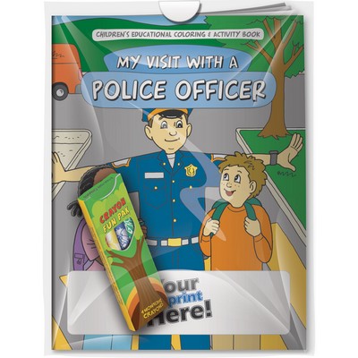 Combo Pack - "My Visit With a Police Officer" Coloring Book & 4-Pack of Crayon (Imprinted)