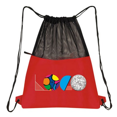 Mesh Panel Drawstring Backpack