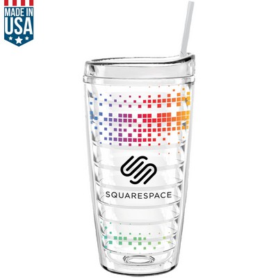 16 Oz Made In The U.S.A Tumbler W/ Lid & Straw