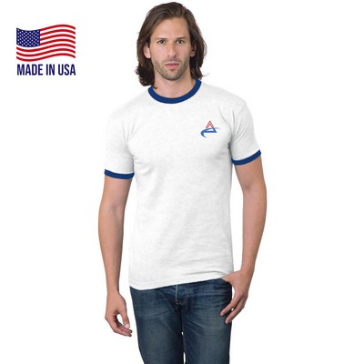 100% Cotton USA Made Heavyweight Ringer Crew Tee