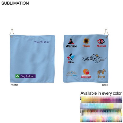 Colored Microfiber Dri-Lite Terry Golf Towel, Nofold Grommet & Hook, Sublimated 2 sides (15"x15")