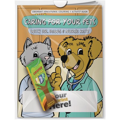 Combo Pack - "Caring for Your Pets with Dr. Dawg and Nurse Katz" Coloring Book & 4-Pack of Crayon