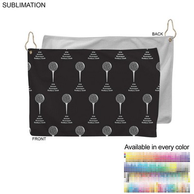 Colored Microfiber Dri-Lite Terry Golf Towel, Finished, Nofold Grommet & Hook, Sublimated (12"x18")