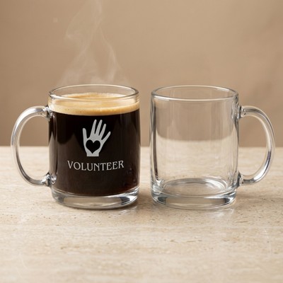 13 oz Glass Coffee Mug (Deep Etch)