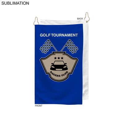Colored Microfiber Dri-Lite Terry Golf Towel, Nofold Grommet & Hook, Sublimated, (15"x25")
