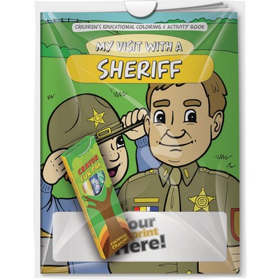 Combo Pack - "My Visit with a Sheriff" Coloring Book & 4-Pack of Crayon (Imprinted) in a Poly Bag
