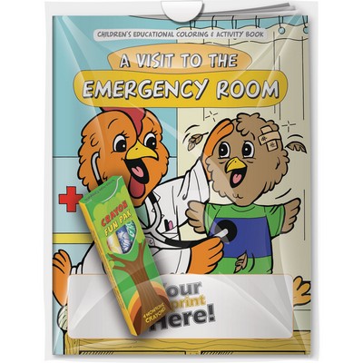 Combo Pack - "A Visit to the Emergency Room" Coloring Book & 4-Pack of Crayon (Imprinted)