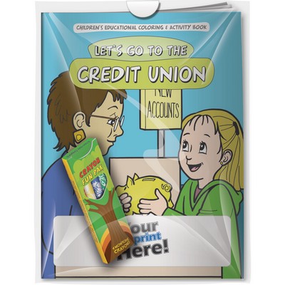 Combo Pack - "Let's Go to the Credit Union" Coloring Book & 4-Pack of Crayon (Imprinted)