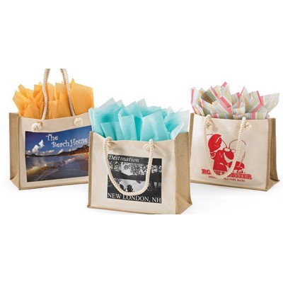 Resort Canvas Jute Shopping Bags Screen Printed (15"x7"x12")