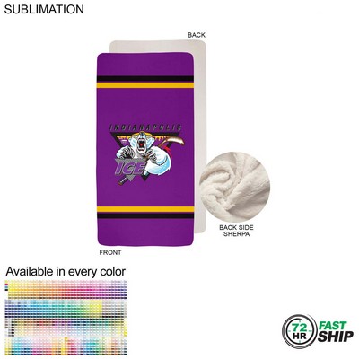 72 Hr Fast Ship - Sherpa Faux Wool Lined Micro Mink Throw, Sublimated Edge to Edge 1 Side (30"x60")