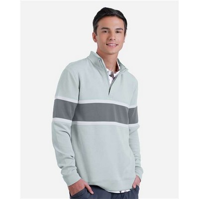 SWANNIES GOLF APPAREL Men's Owen Quarter-Zip Colorblock Pullover Sweater